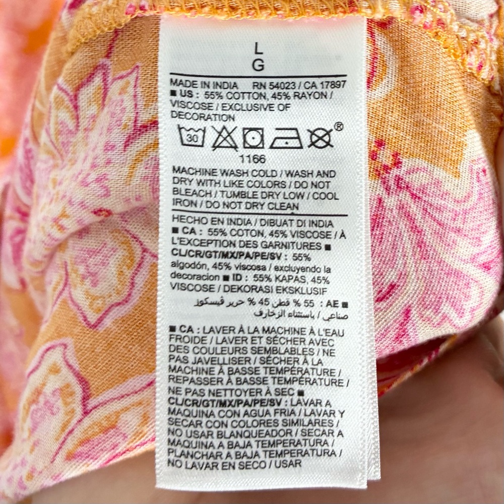 Old Navy Orange Floral A-Line Tie Straps Dress L Tropical Vacay Summer Resort - Picture 4 of 8